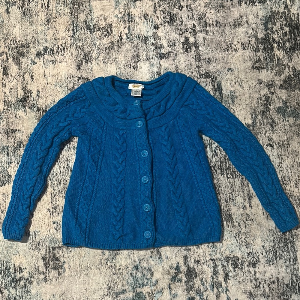 Talbots Blue Cable Knit Cardigan Sweater